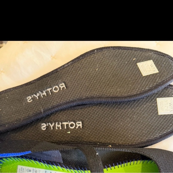 Rothy's Square-Toe Mary Jane Flats in Black with Blue Trim - Picture 7 of 7